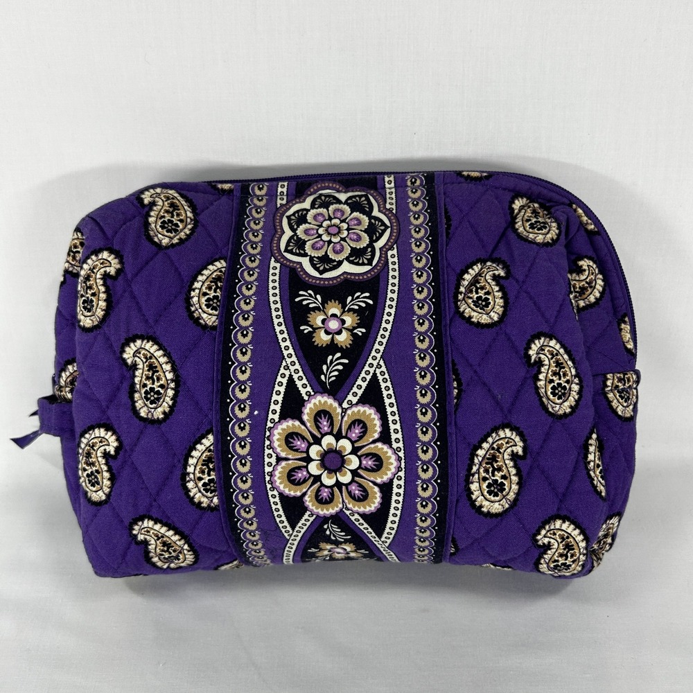 Vera Bradley Purple Floral Paisley Quilted Cosmetic Makeup Bag